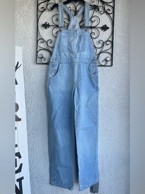 Levi's Two Horse Brand Light Blue Denim Overalls with White Polka Dots